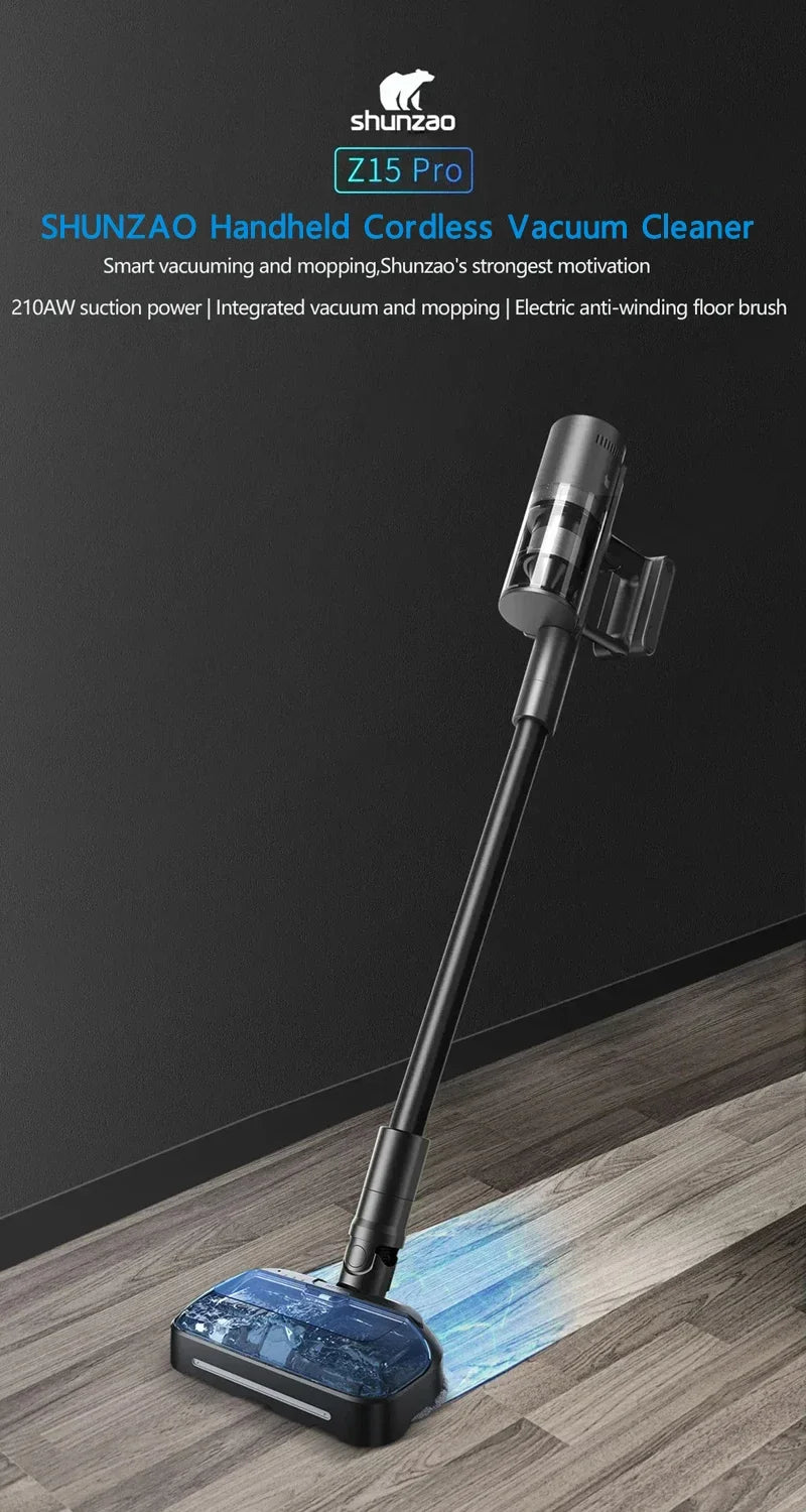 Aspiradora SHUNZAO Z15 Pro - Inalámbrica Seco y Húmedo 210AW