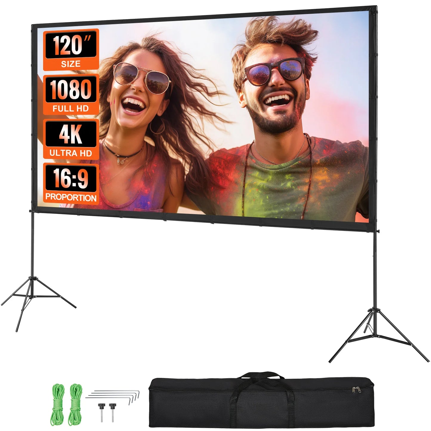 SucceBuy Pantalla de Proyector Portátil - 100-150" 16:9 4K HD con Soporte
