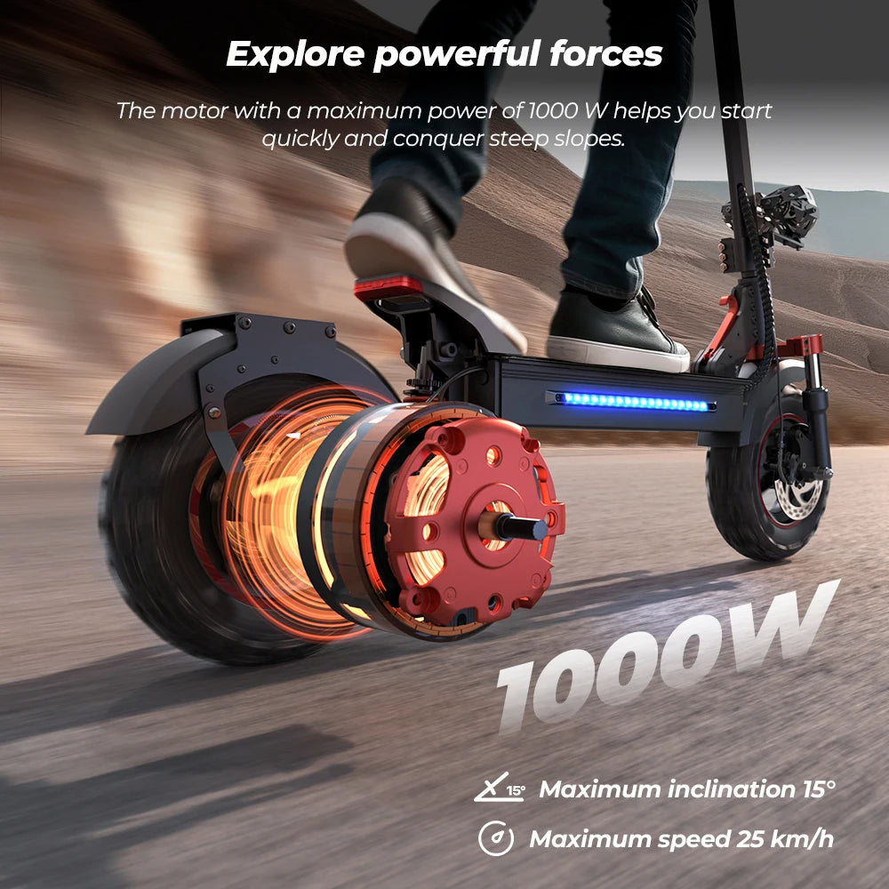iScooter iX5s Patinete Eléctrico - 1000W Todoterreno con 65km de Autonomía y 45km/h