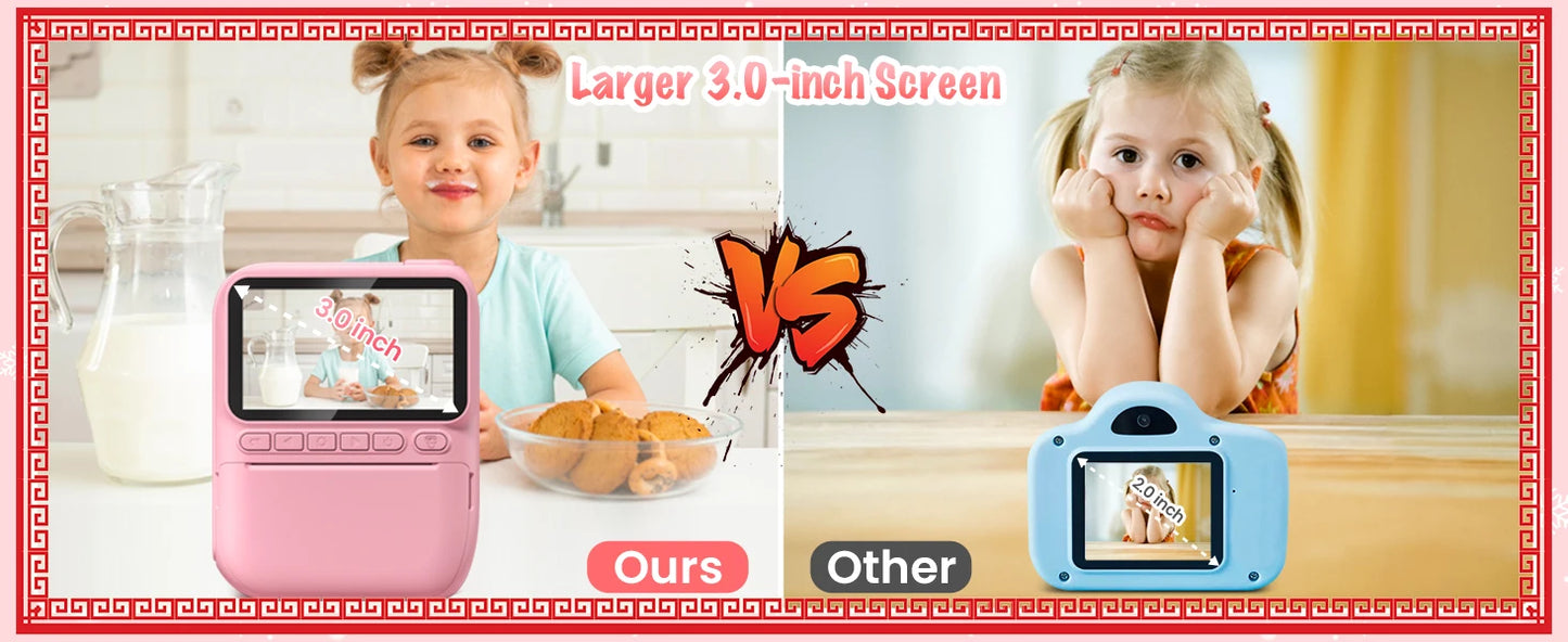 Cámara Infantil DIAMOOKY  Cámara Digital 32MP con Impresión Instantánea y Pantalla 3”