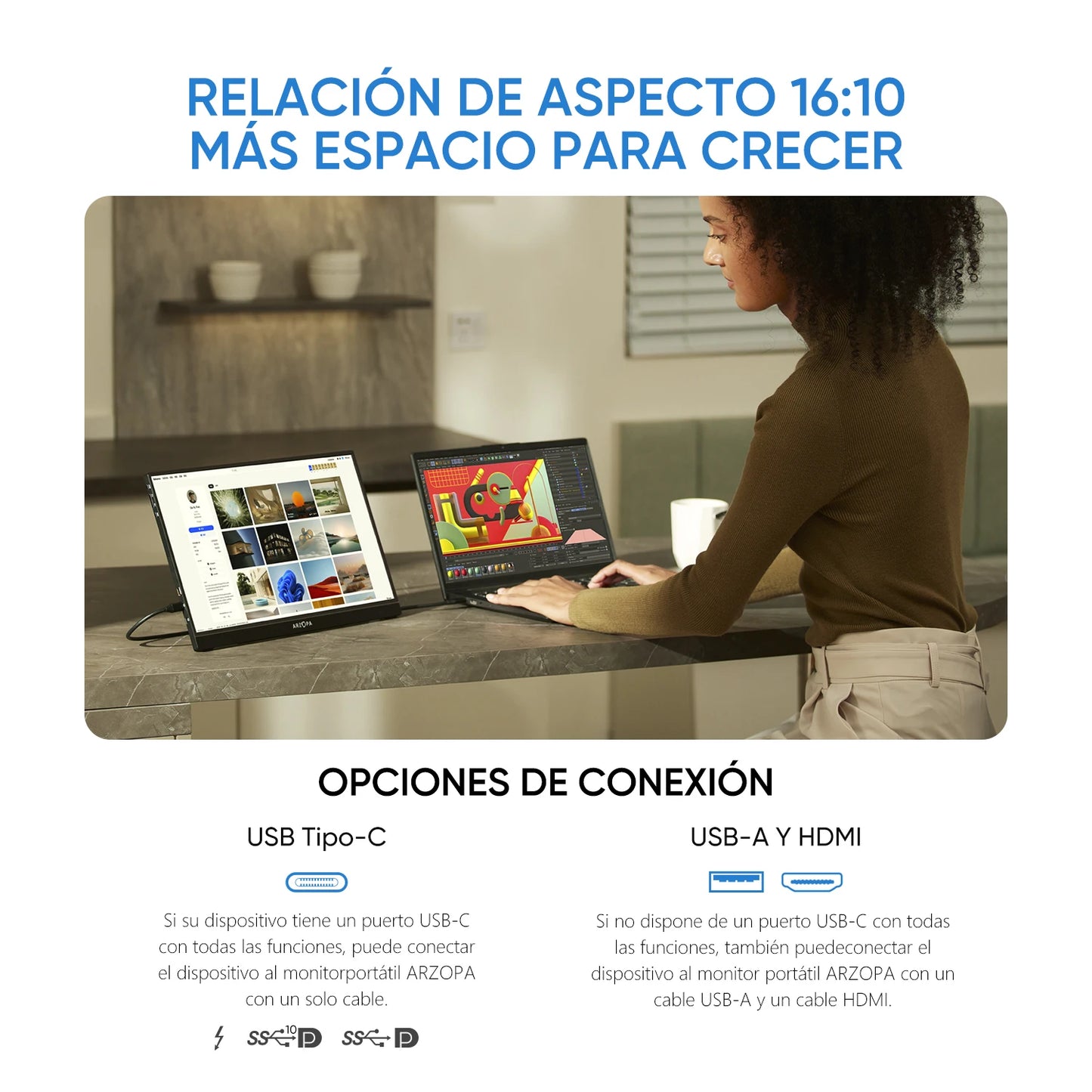 Arzopa Z1FC Monitor Portátil 16.1’’  FHD 1080P 144Hz con sRGB 100%