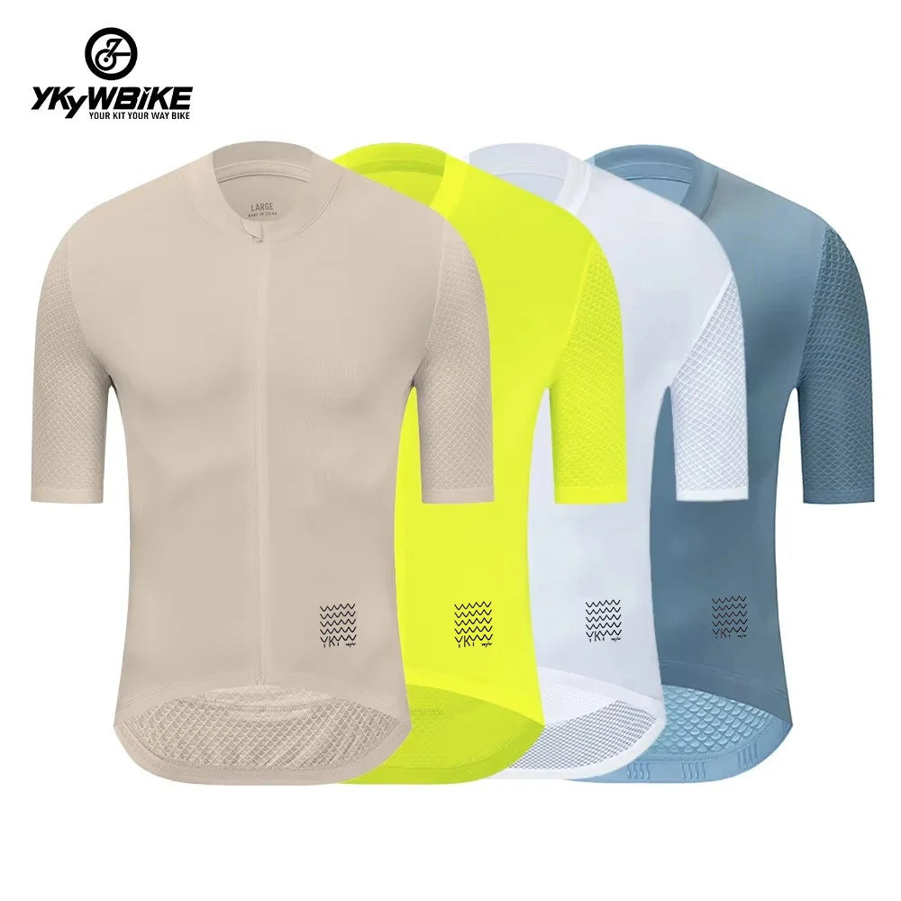 Camiseta Ciclismo Hombre YKYWBIKE  Maillot Profesional con Bolsillos y Reflectantes