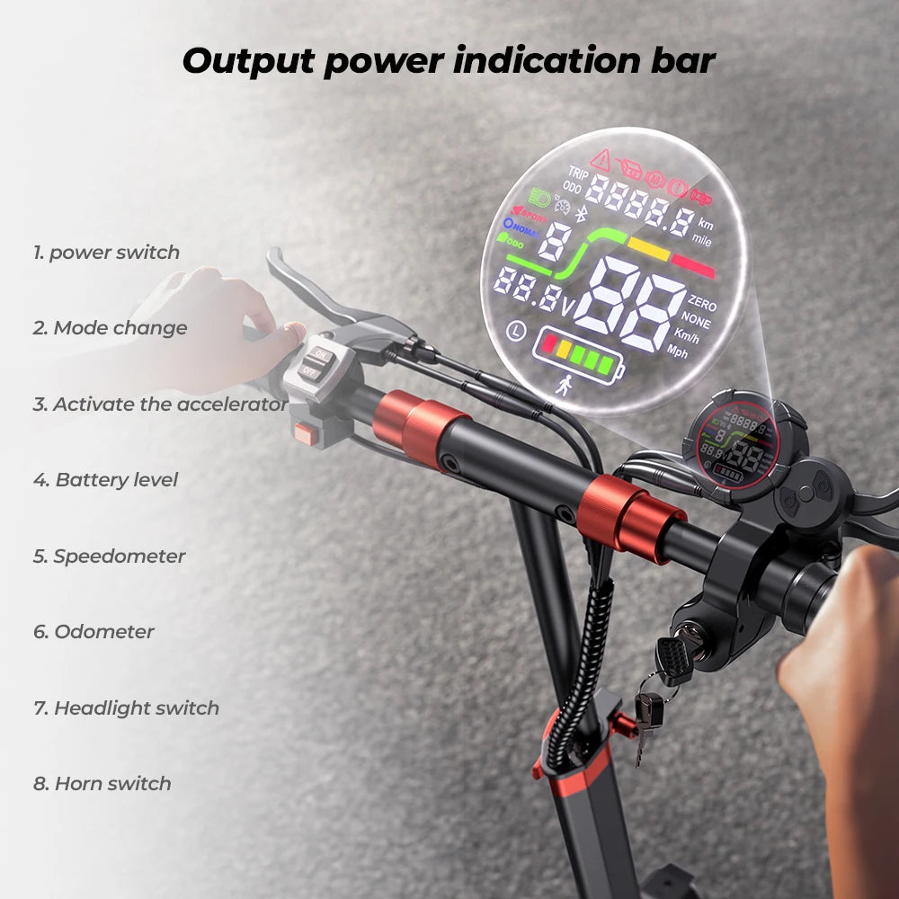 iScooter iX5s Patinete Eléctrico - 1000W Todoterreno con 65km de Autonomía y 45km/h