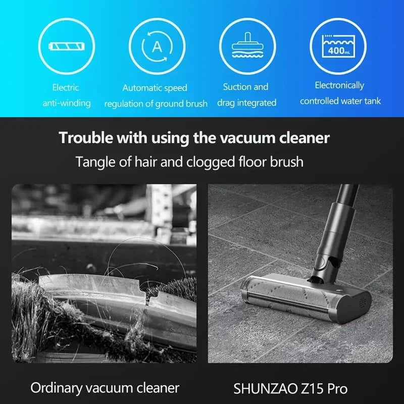 Aspiradora SHUNZAO Z15 Pro - Inalámbrica Seco y Húmedo 210AW