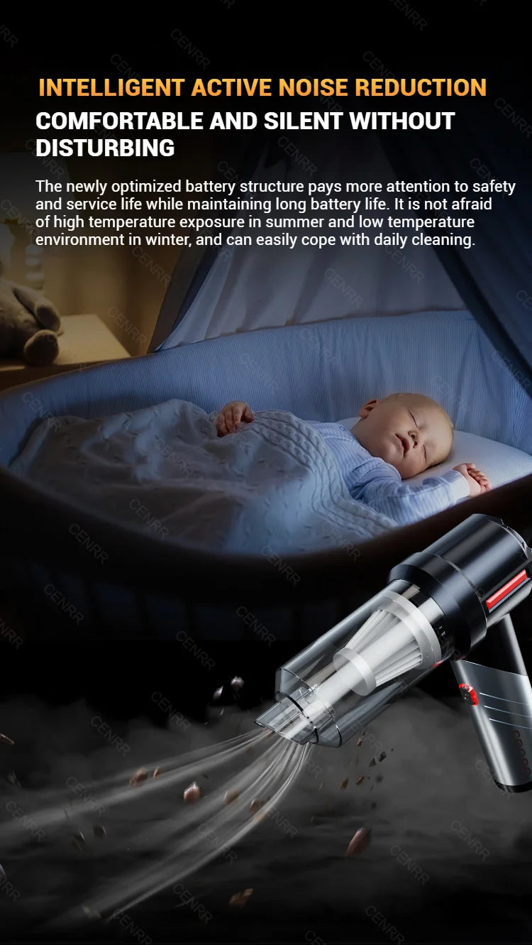 Aspirador de Coche CENRR Mini - Potente Aspiradora Portátil Inalámbrica 998000PA