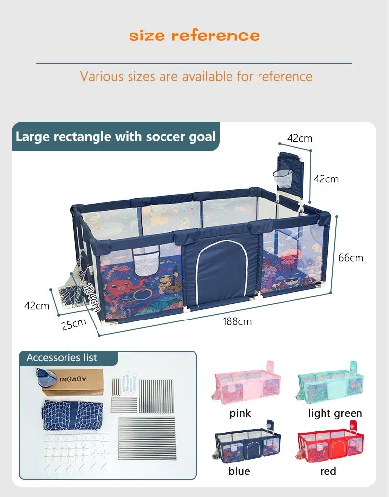 Parque Infantil IMBABY - Valla de Seguridad y Piscina de Pelotas para Bebés