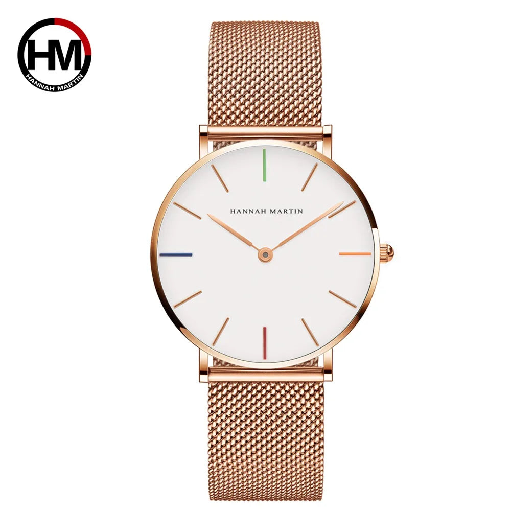 Reloj Mujer Hannah Martin HM-CC36 - 19 Colores Elegantes con Movimiento de Cuarzo