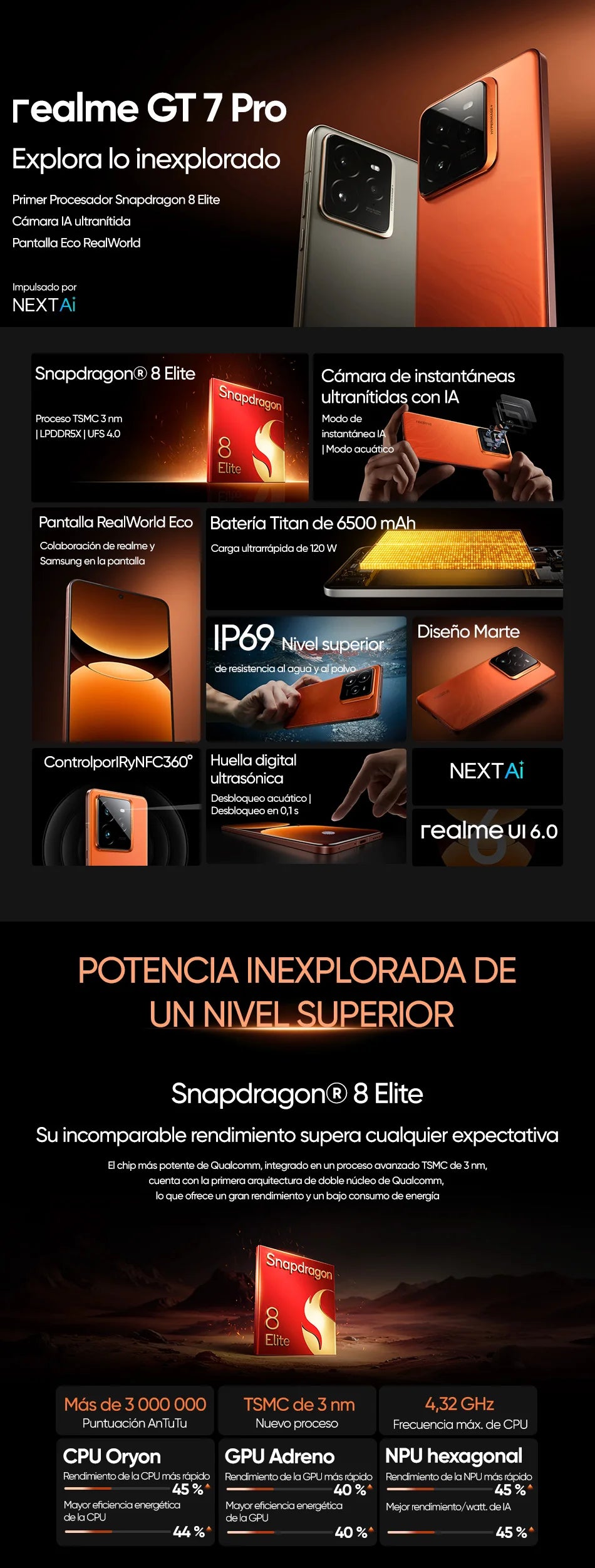 Realme GT 7 Pro 5G - Snapdragon 8 Elite, Pantalla AMOLED 120Hz