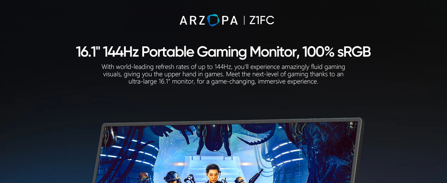 Arzopa Z1FC Monitor Portátil 16.1’’  FHD 1080P 144Hz con sRGB 100%