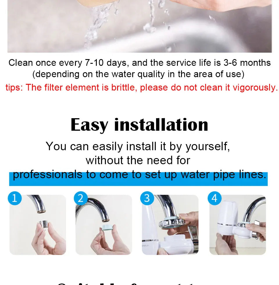 Filtro de Agua para Grifo Cocina Chcyus  Purificador Carbón Activado 2L/min