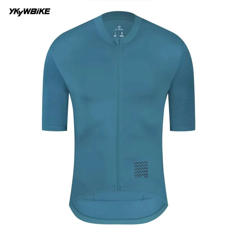Camiseta Ciclismo Hombre YKYWBIKE  Maillot Profesional con Bolsillos y Reflectantes