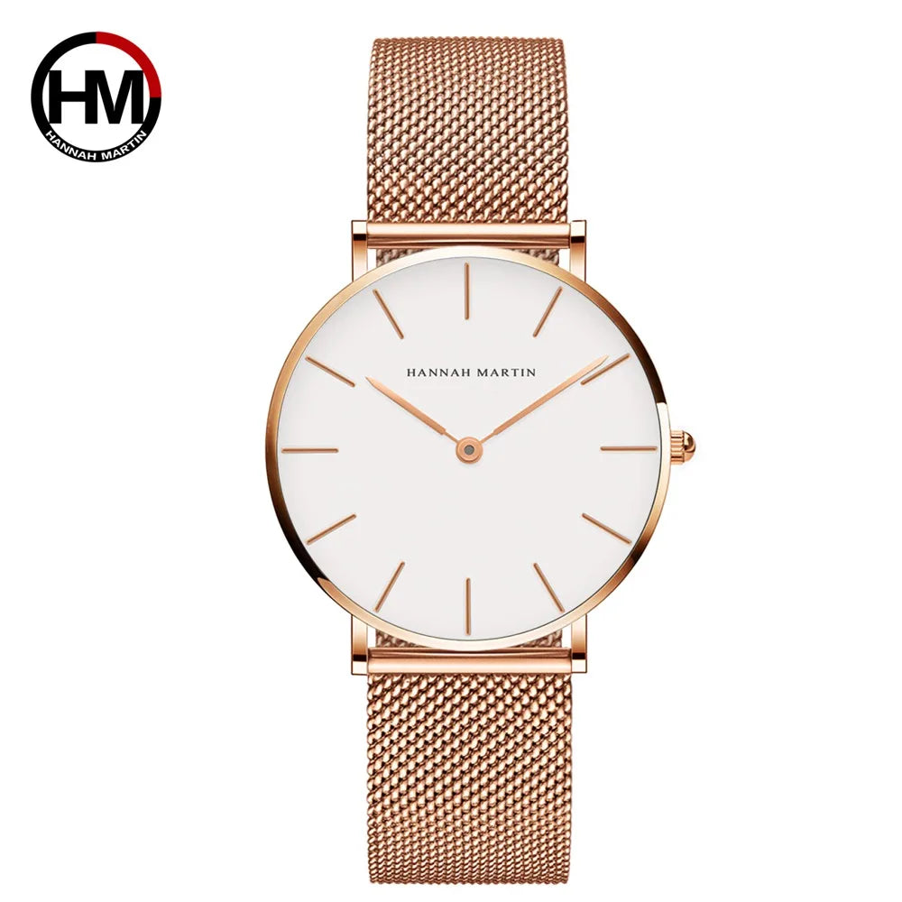 Reloj Mujer Hannah Martin HM-CC36 - 19 Colores Elegantes con Movimiento de Cuarzo