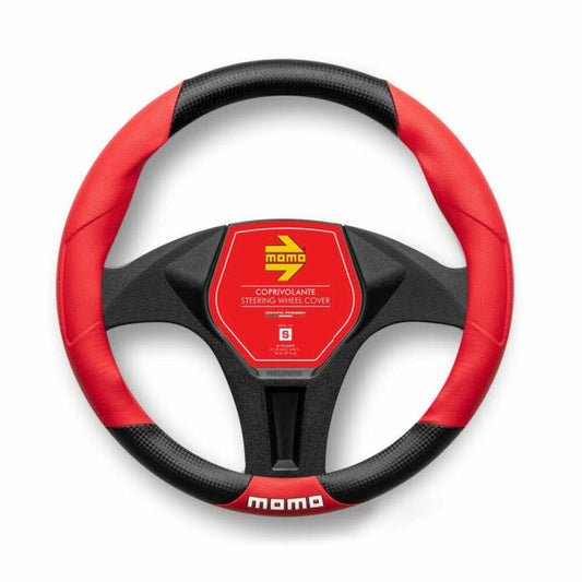 Funda Volante Momo Tuning 38 cm - Negro/Rojo Deportivo