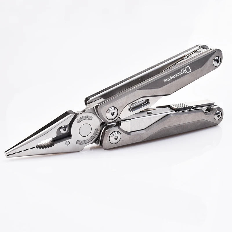 Multiherramienta Daicamping DL7 - Mango Titanio con Cuchillo, Tijeras y Alicates