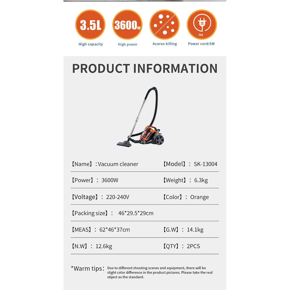 Aspiradora Houselin 3600W - Potente Aspirador Portátil Húmedo y Seco 3,5L