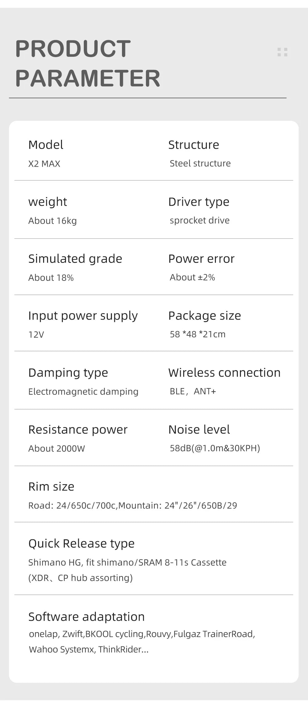 ThinkRider X2Max Smart Bike Trainer - Entrenador Indoor 2000W con Medidor de Potencia