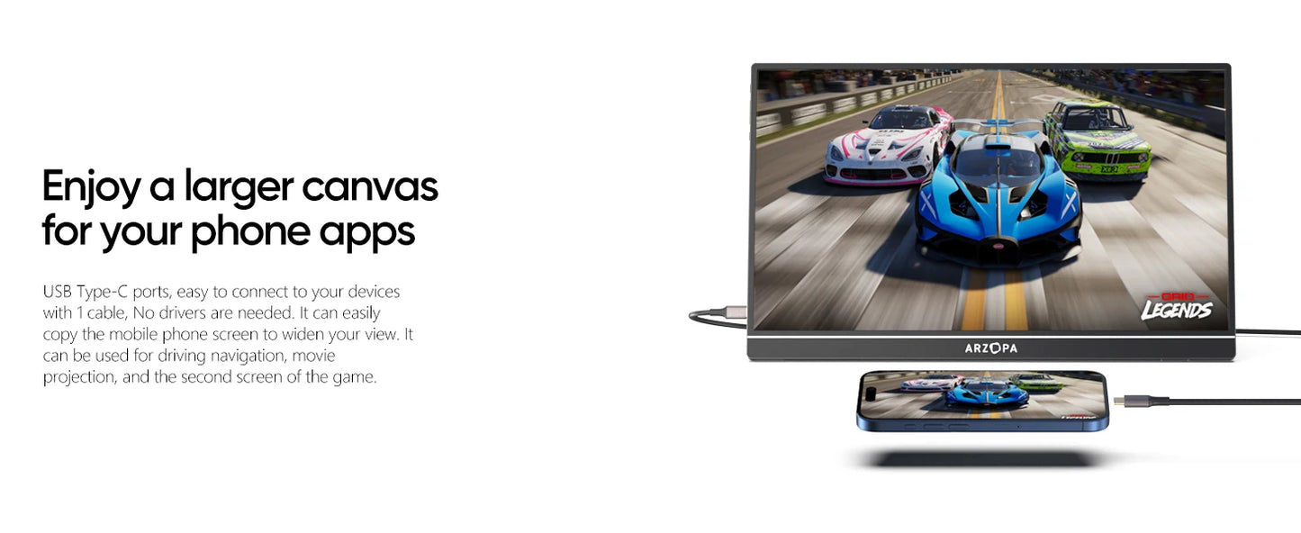 Arzopa Z1FC Monitor Portátil 16.1’’  FHD 1080P 144Hz con sRGB 100%