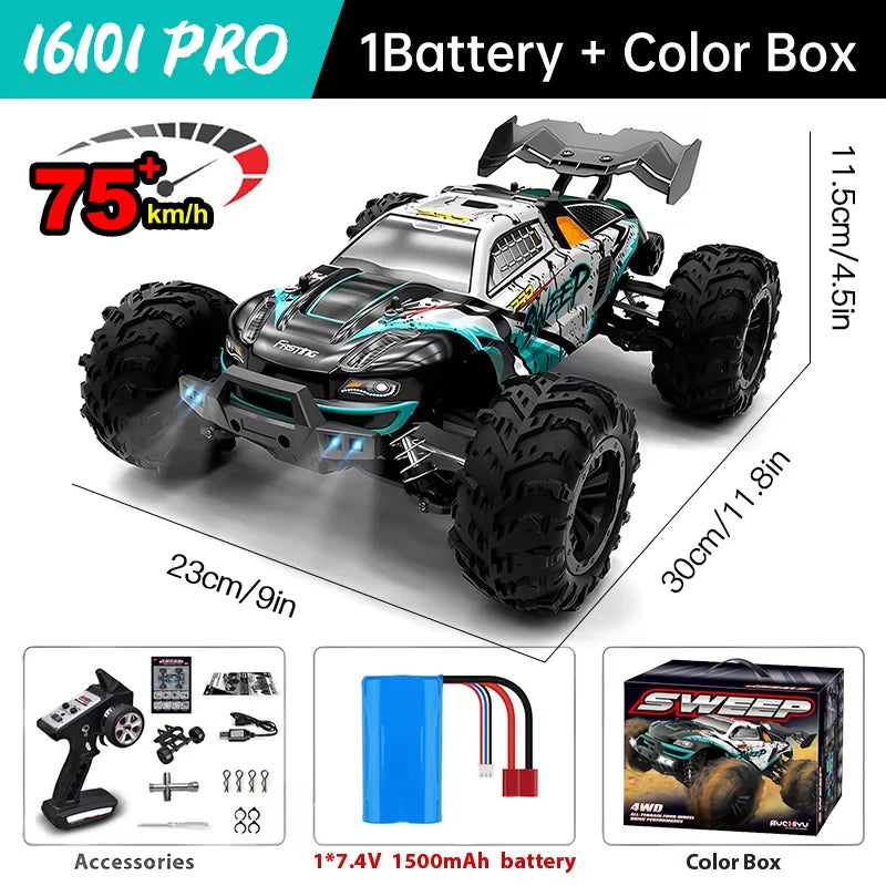 WLtoys 16101 Pro RC Coche 1:16 - 75 KM/H 4WD con Luz LED