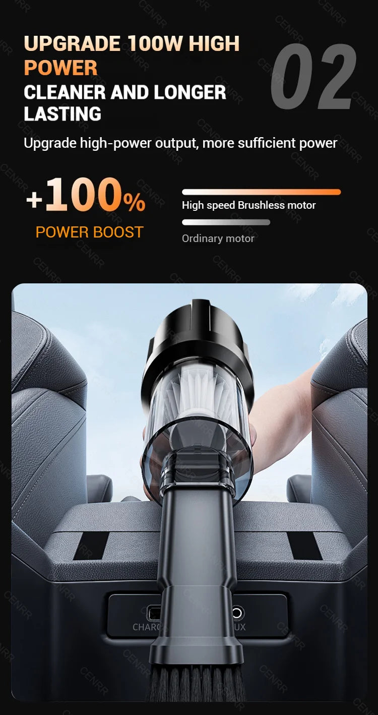 Aspirador de Coche CENRR Mini - Potente Aspiradora Portátil Inalámbrica 998000PA