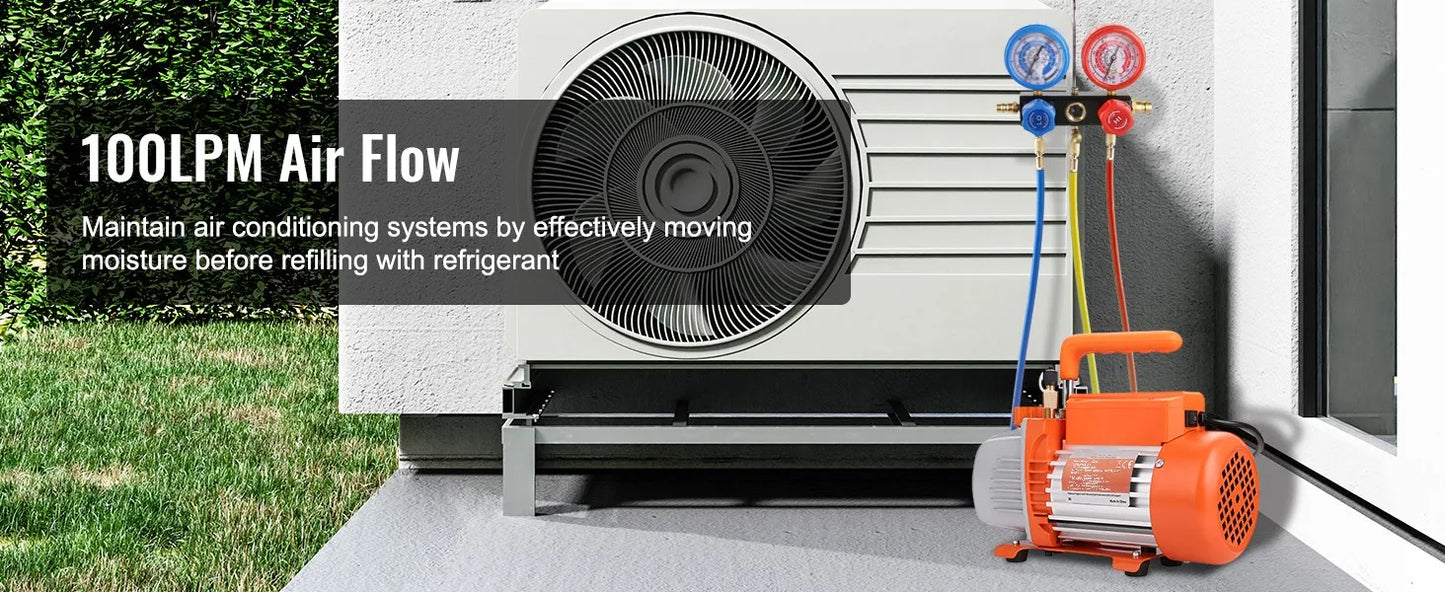 SucceBuy Bomba de Vacío 3,5CFM - Kit HVAC y Manómetros para Aire Acondicionado