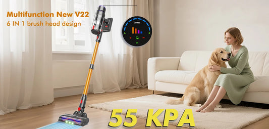 Aspiradora Portátil Armo V22 - 55kPa 600W Inalámbrica 6 en 1 con Pantalla LED
