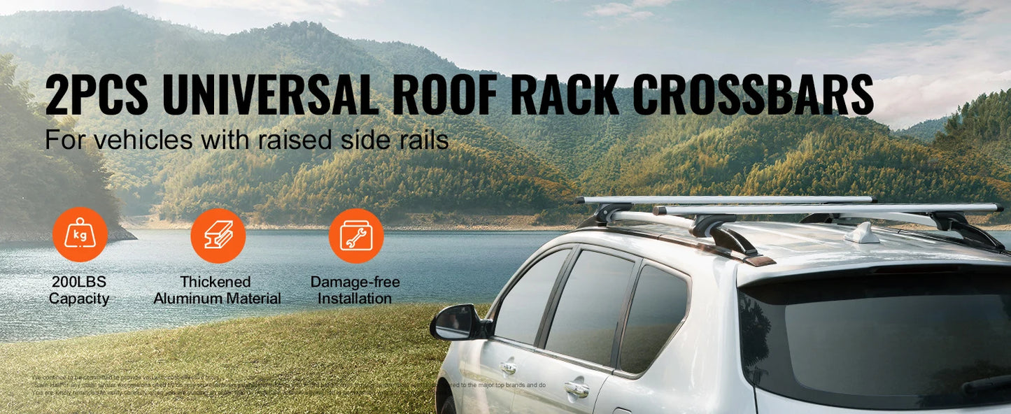 Portaequipajes SucceBuy  Barras Transversales de Aluminio Ajustables 200 lbs Plata