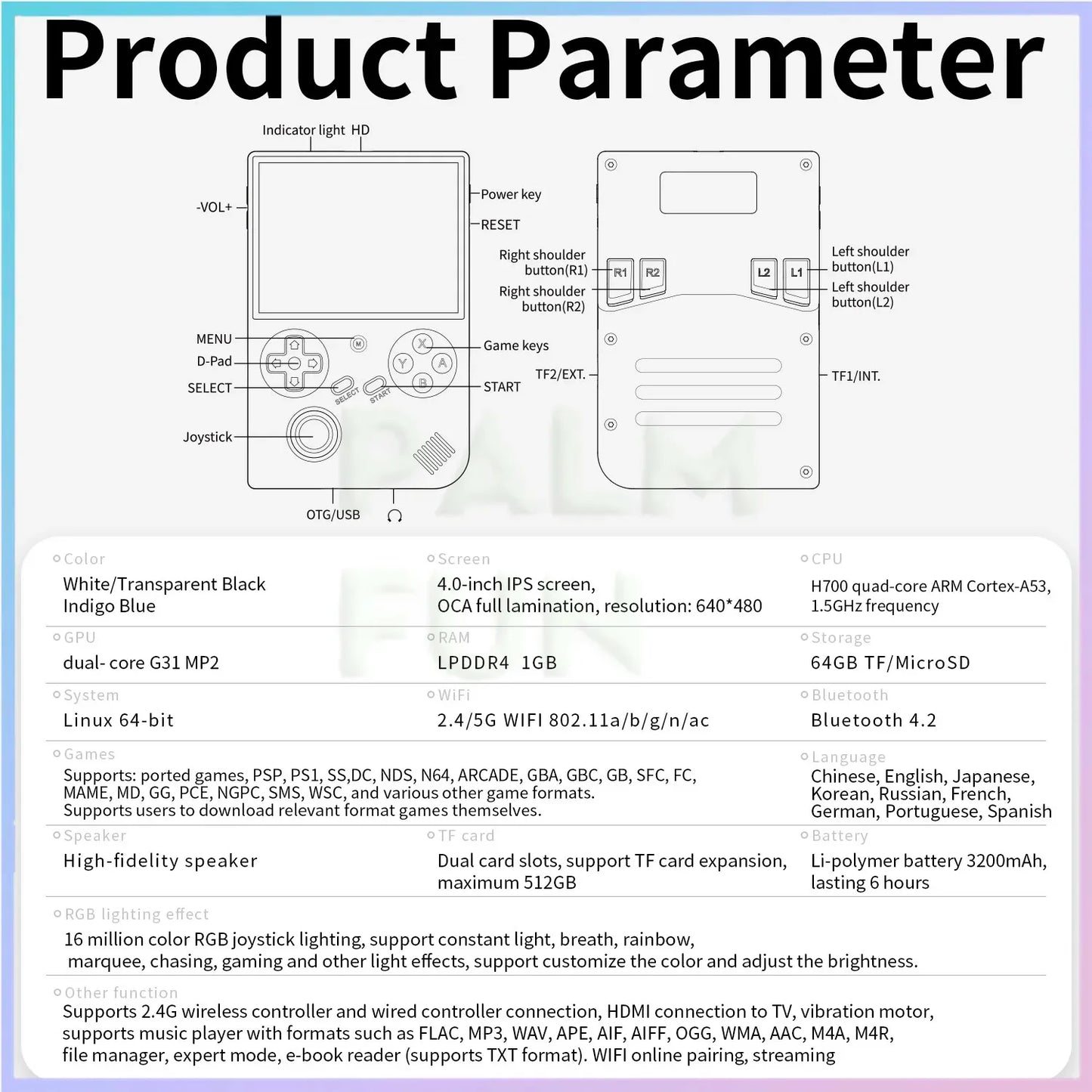 RG40XXV Consola Retro Portátil  64GB + Más de 5000 Juegos