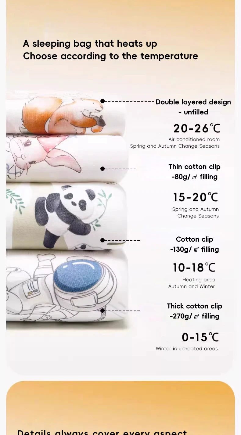 Saco de Dormir Infantil AIBEDILA - Cálido Invierno con Mangas Removibles