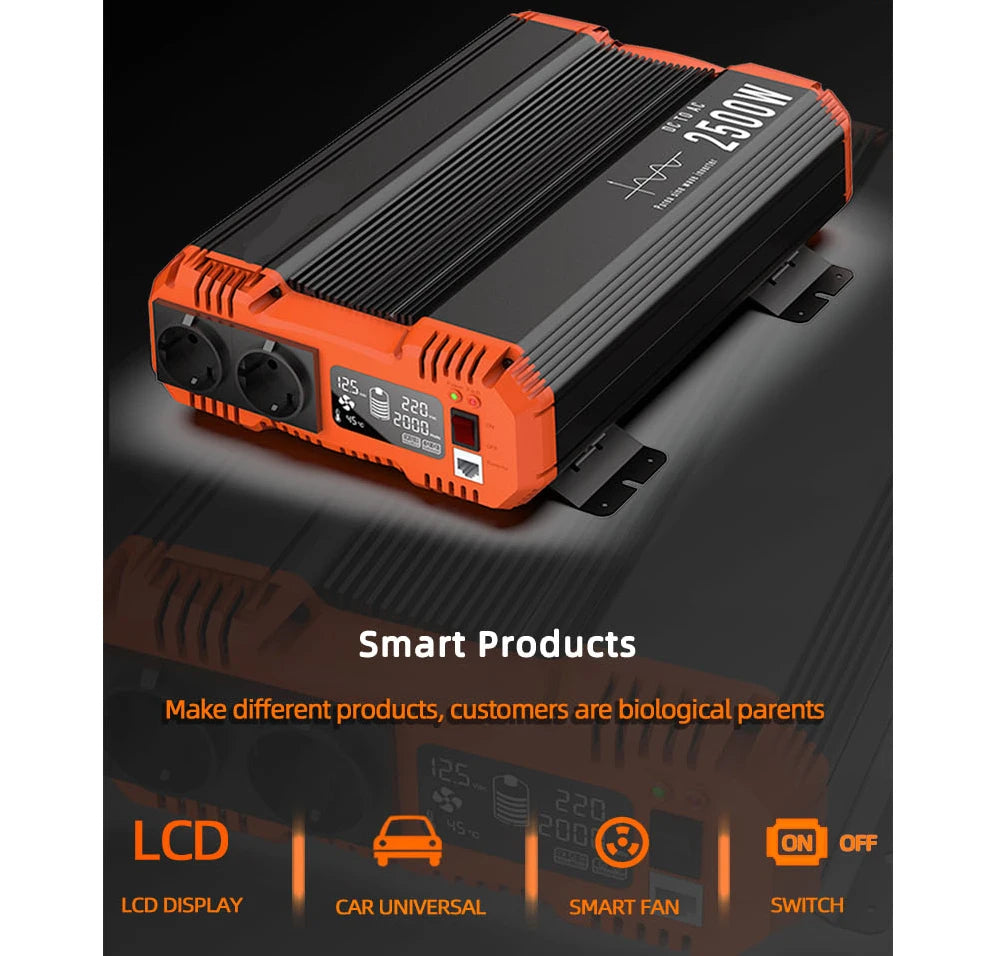 Inversor Onda Sinusoidal Pura 5000W - Convertidor 12V/24V a 220V con Control Remoto