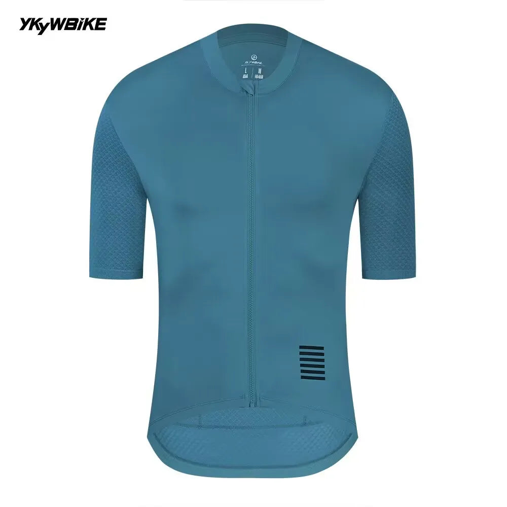 Camiseta Ciclismo Hombre YKYWBIKE  Maillot Profesional con Bolsillos y Reflectantes