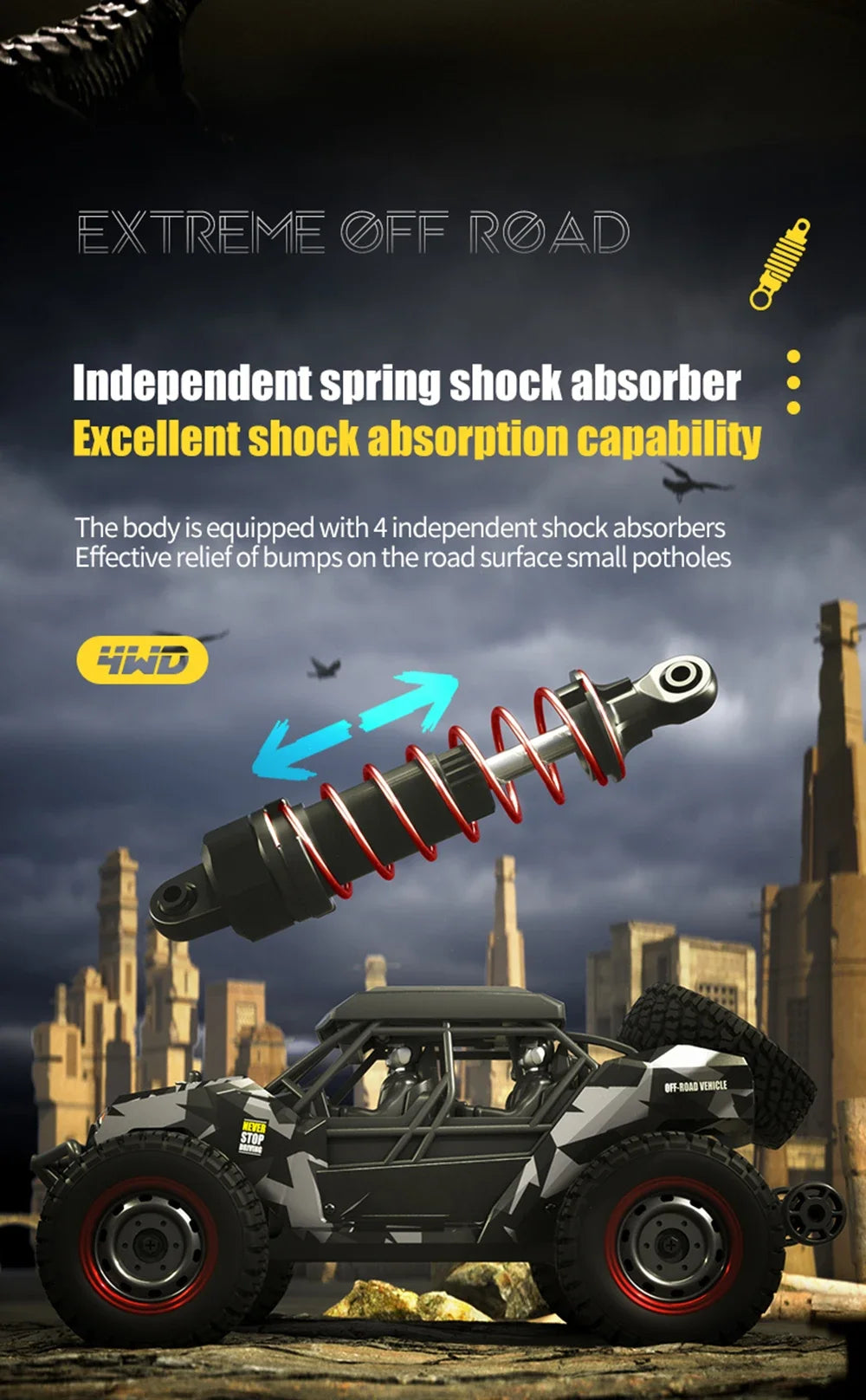 SCY-16106 RC Coche 4WD  Todoterreno con Suspensión y LED