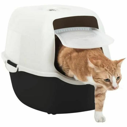 Arenero para Gatos Petdesign  Blanco/Negro con Tapa Desmontable y Fácil Limpieza