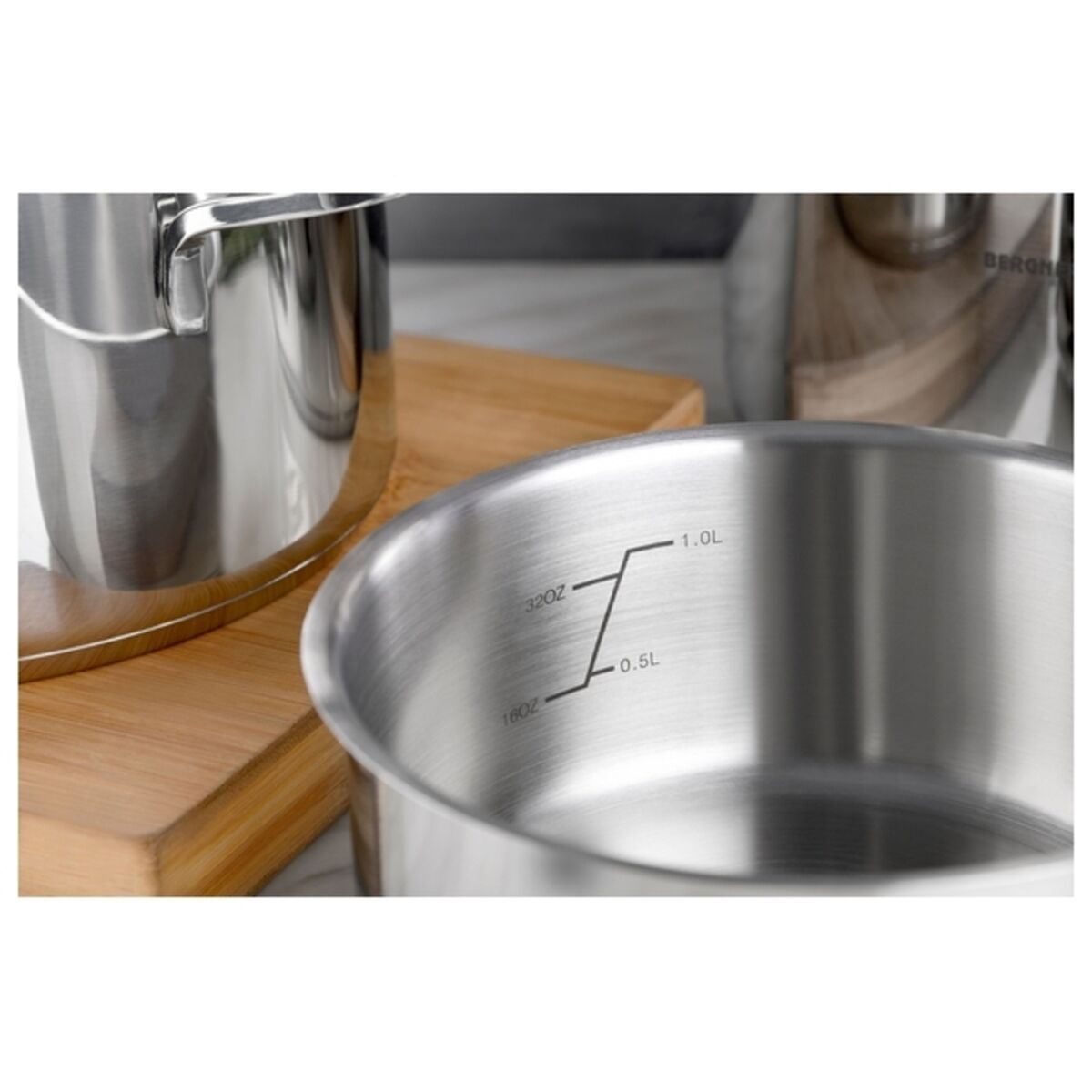 Batería de Cocina Bergner Classic 6 Piezas - Acero Inoxidable con Tapas de Vidrio