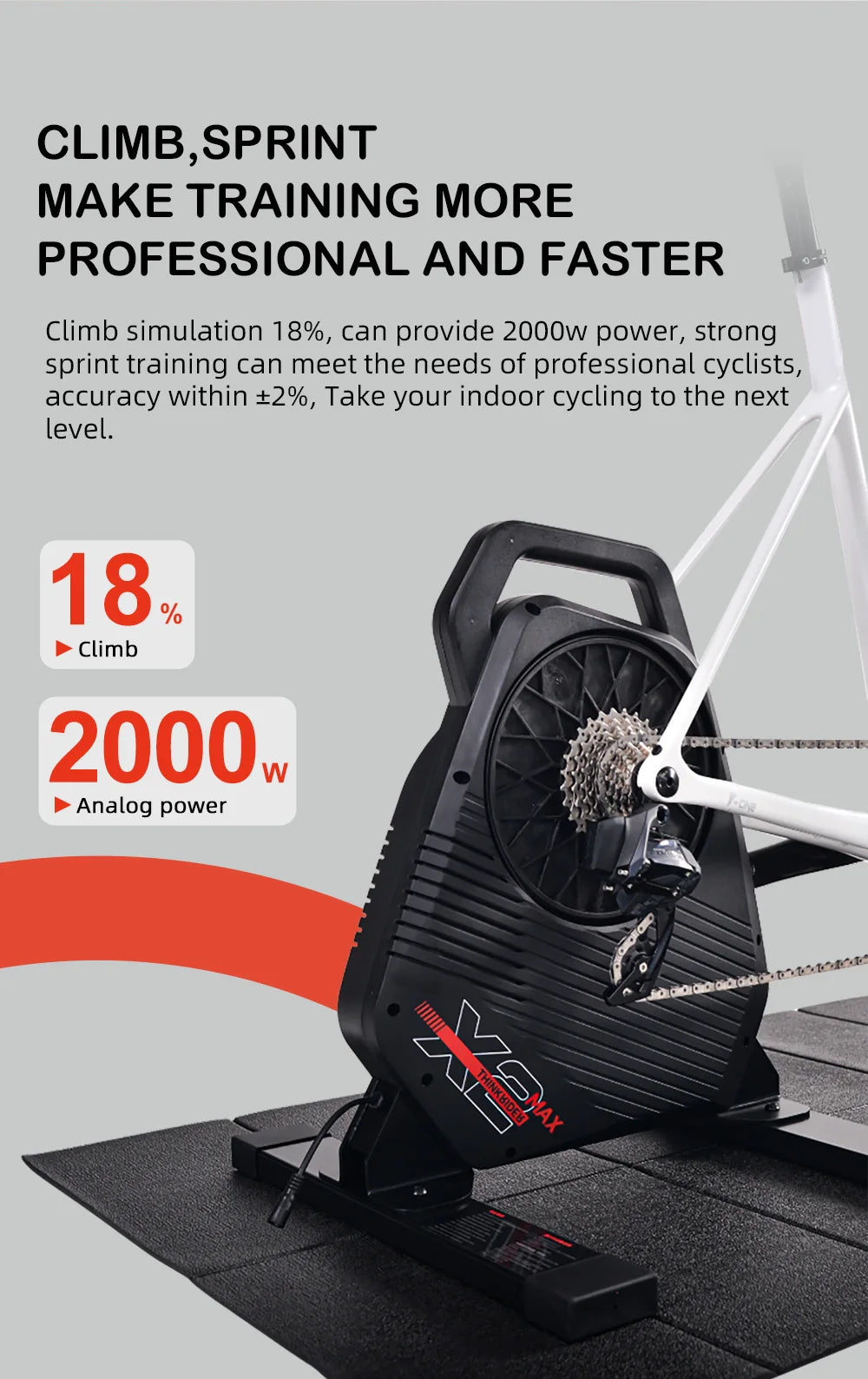 ThinkRider X2Max Smart Bike Trainer - Entrenador Indoor 2000W con Medidor de Potencia