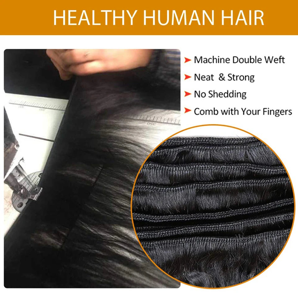 Extensiones de Cabello Humano Vallbest  Onda Suelta Brasileña con Cierre 4x4