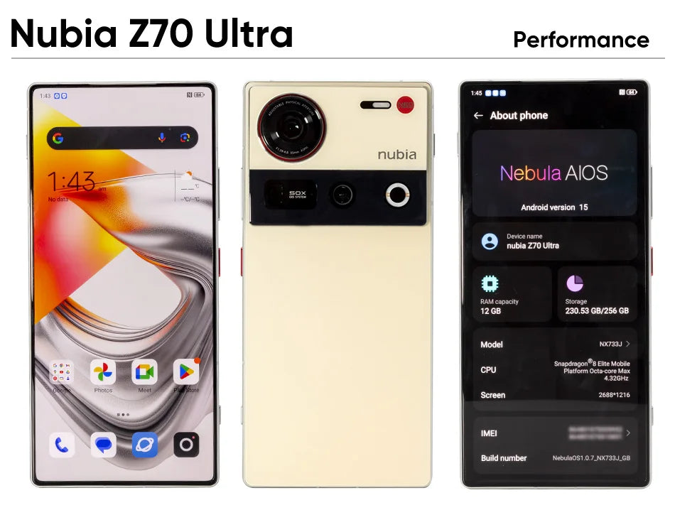 Nubia Z70 Ultra 5G - Smartphone Global 6,85’’ AMOLED 144Hz con Cámara Triple y Batería 6150mAh