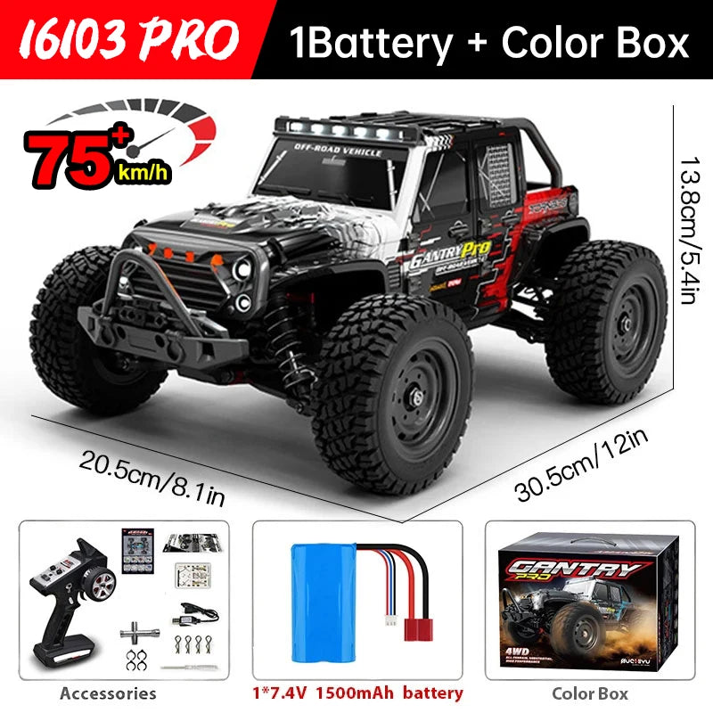WLtoys 16101 Pro  Coche RC 1:16 75KM/H 4WD con Luces LED