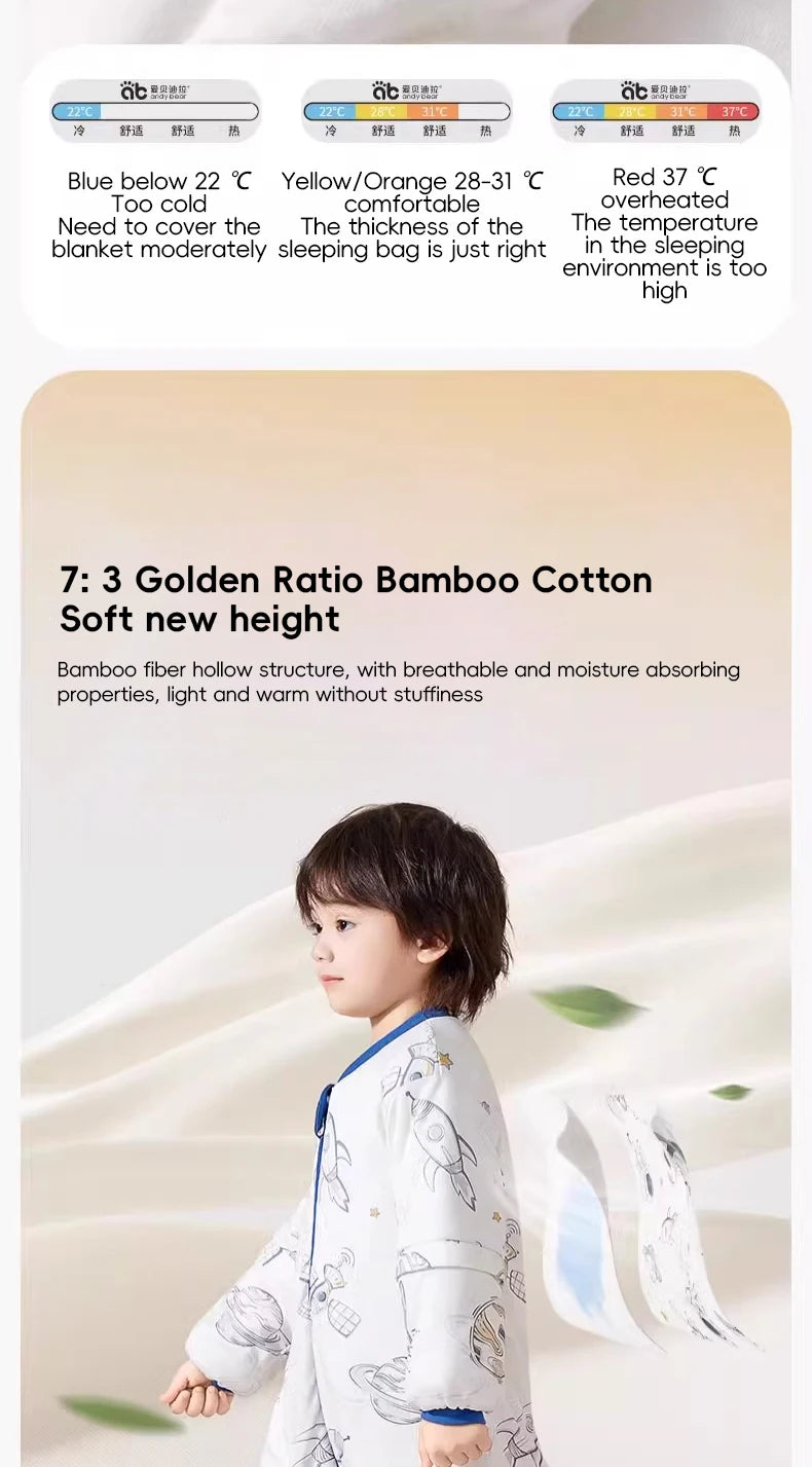 Saco de Dormir Infantil AIBEDILA - Cálido Invierno con Mangas Removibles