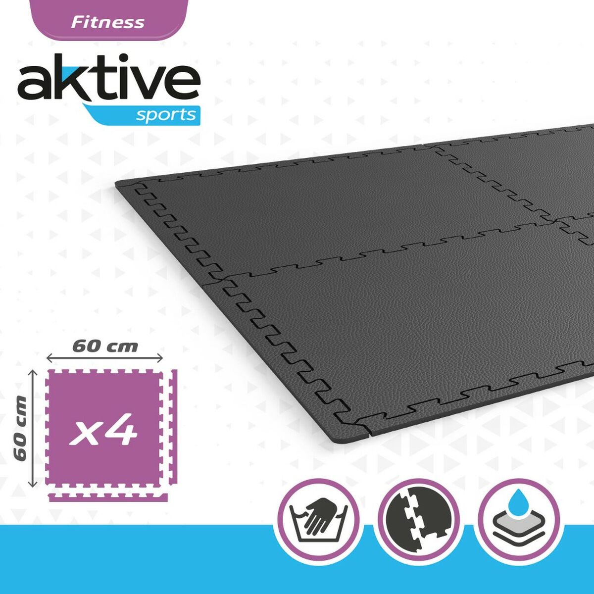 Suelo Tatami Aktive EVA 4 Piezas - Gris Oscuro 62x62 cm
