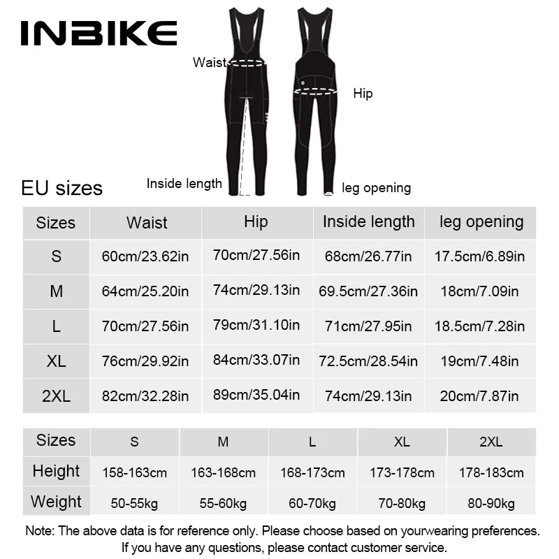 INBIKE Pantalones Ciclismo Invierno - Pechera Térmica con Acolchado 3D