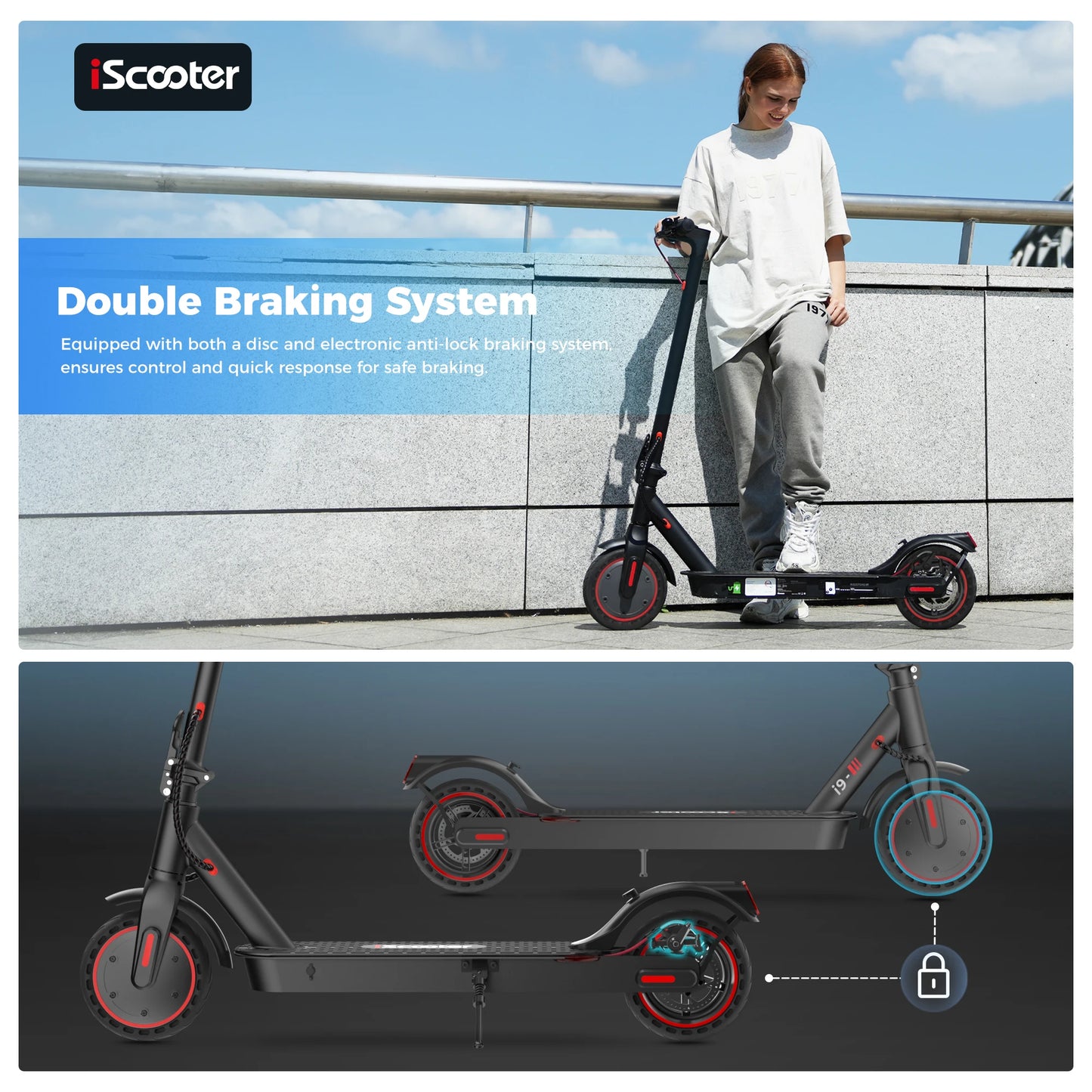 Patinete Eléctrico IScooter i9 - Motor 350W y 30km de Autonomía