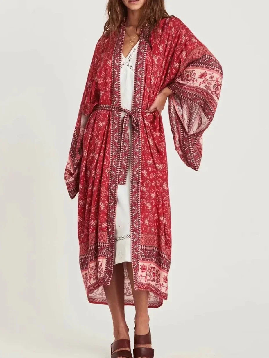 Vestido Kimono Boho Mujer - Estilo Vintage Chic Floral Verano