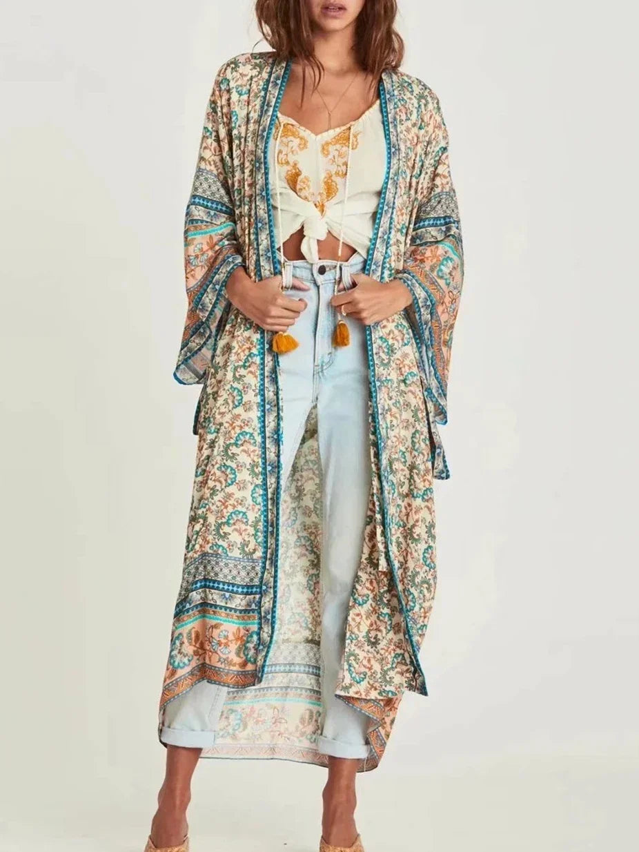 Vestido Kimono Boho Mujer - Estilo Vintage Chic Floral Verano