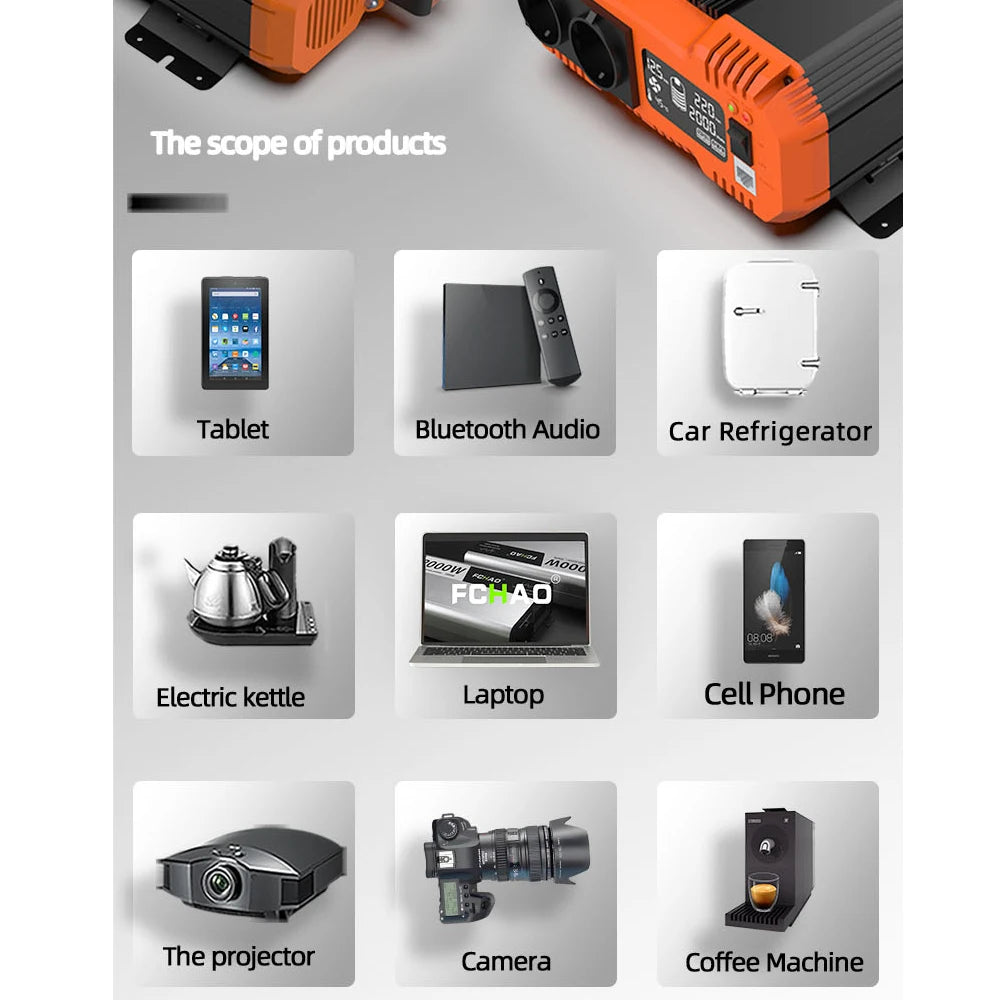 Inversor Onda Sinusoidal Pura 5000W - Convertidor 12V/24V a 220V con Control Remoto