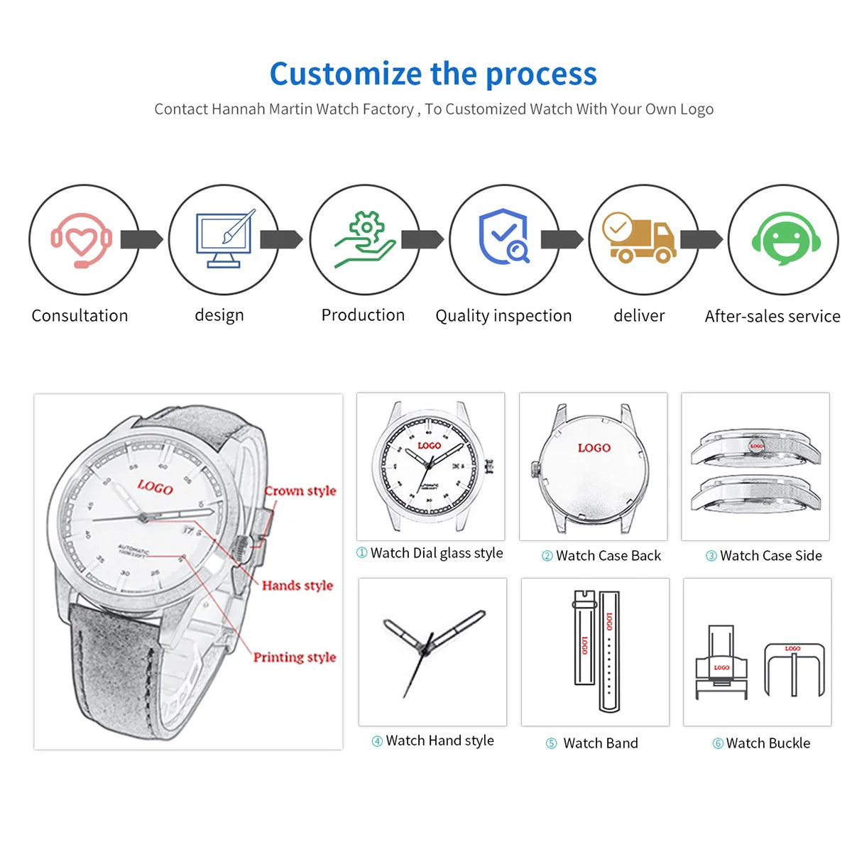 Reloj Mujer Hannah Martin HM-CC36 - 19 Colores Elegantes con Movimiento de Cuarzo