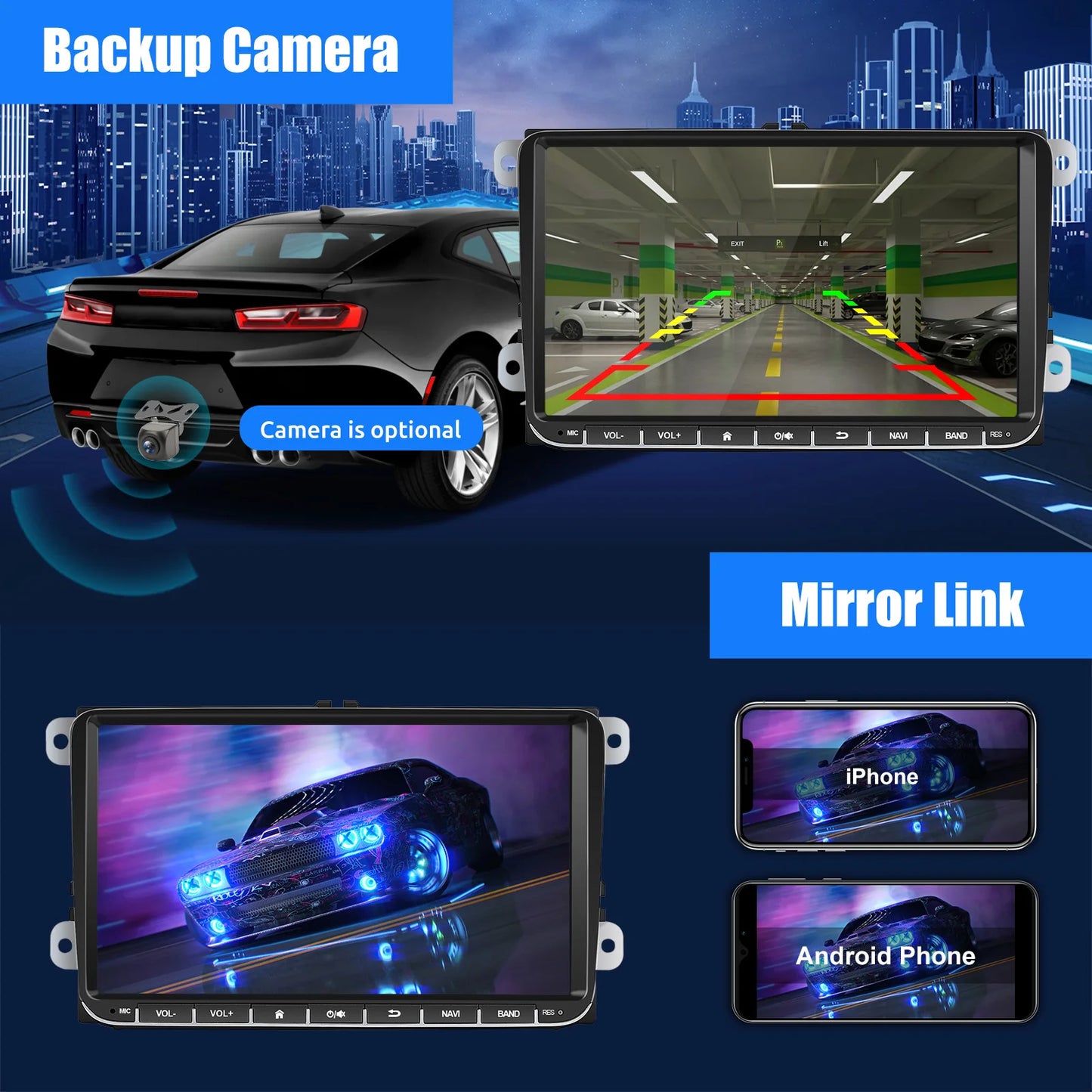 ESSGOO 9" Android 14 - Radio Carplay GPS WIFI para VW, Seat y Skoda