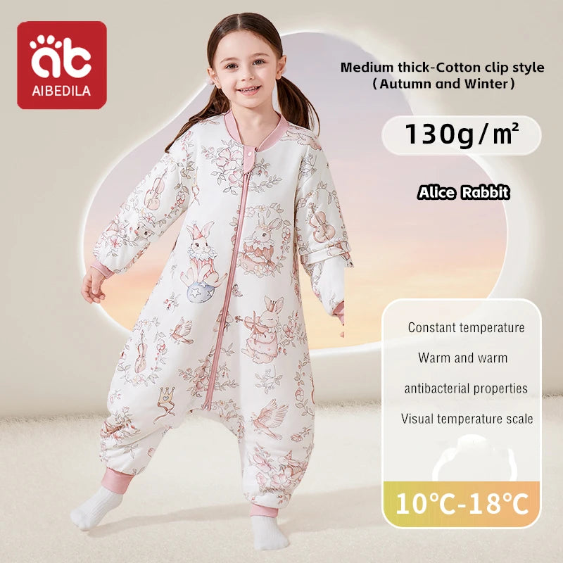 Saco de Dormir Infantil AIBEDILA - Cálido Invierno con Mangas Removibles