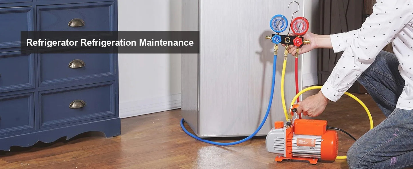 SucceBuy Bomba de Vacío 3,5CFM - Kit HVAC y Manómetros para Aire Acondicionado