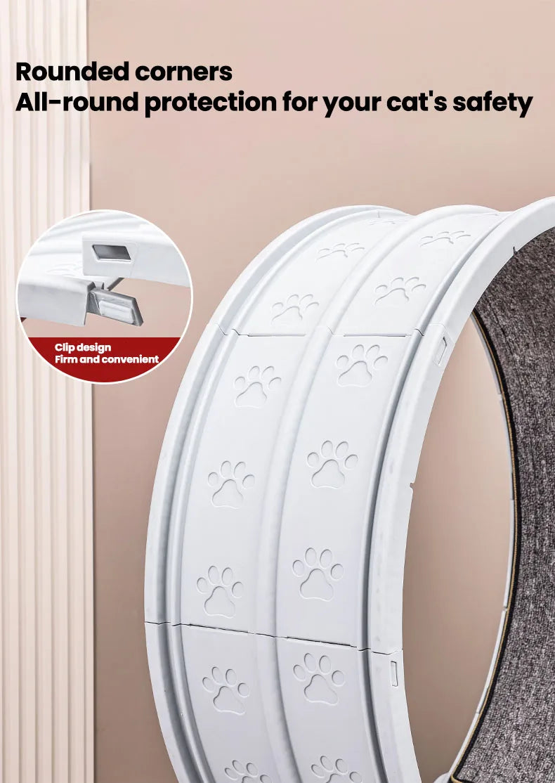 Cinta de Correr para Gatos  Rueda de Ejercicio Ultrasilenciosa con Alfombra Extraíble