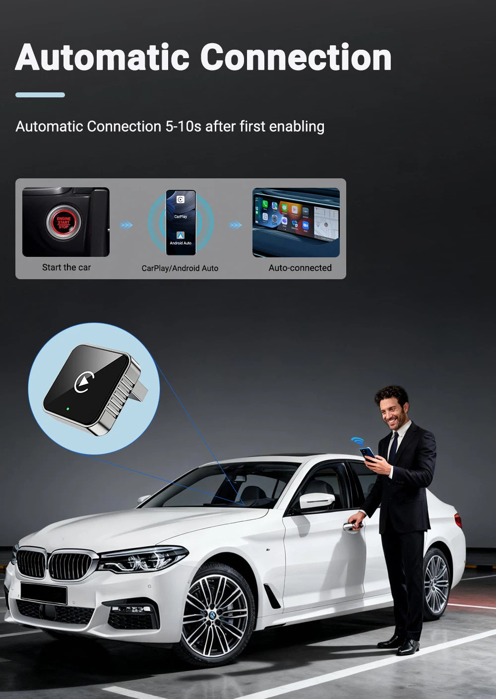 Adaptador XUDA 2 en 1 - Convierte CarPlay y Android Auto a Inalámbrico